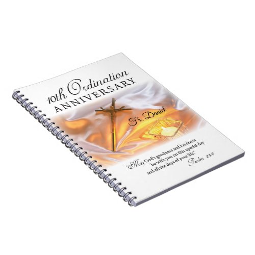 Personalize 10th Ordination Anniversary Cross Notebook