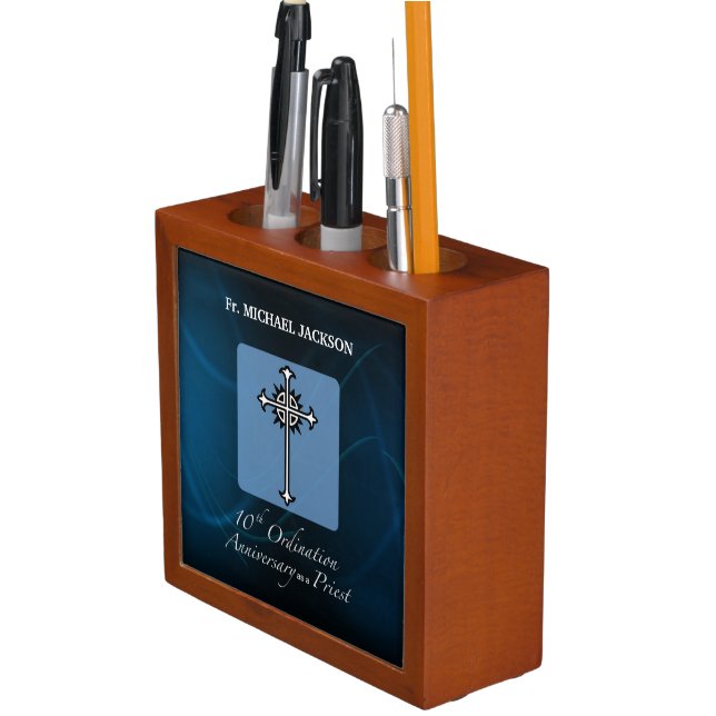 Personalize, 10th Ordination Anniversary of Priest Desk Organizer (In Situ)
