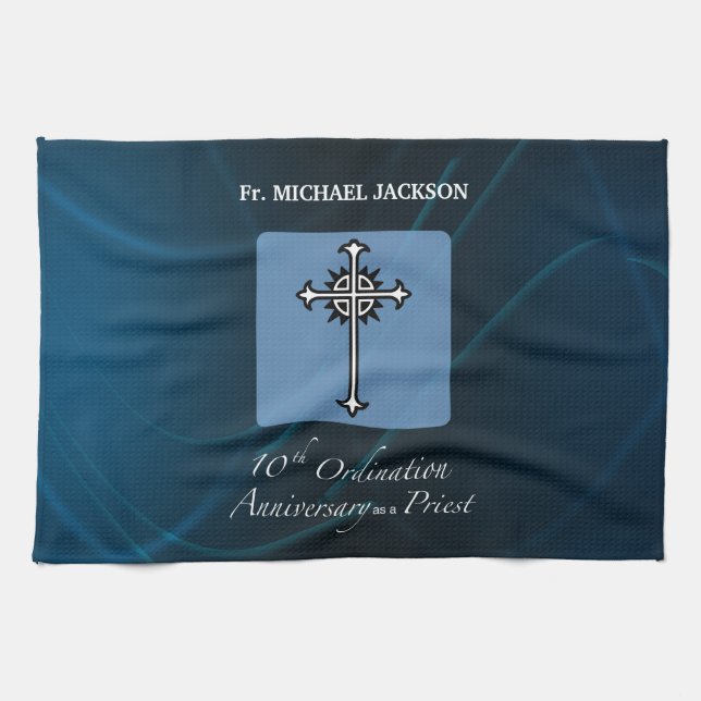 Personalize, 10th Ordination Anniversary of Priest Kitchen Towel (Horizontal)