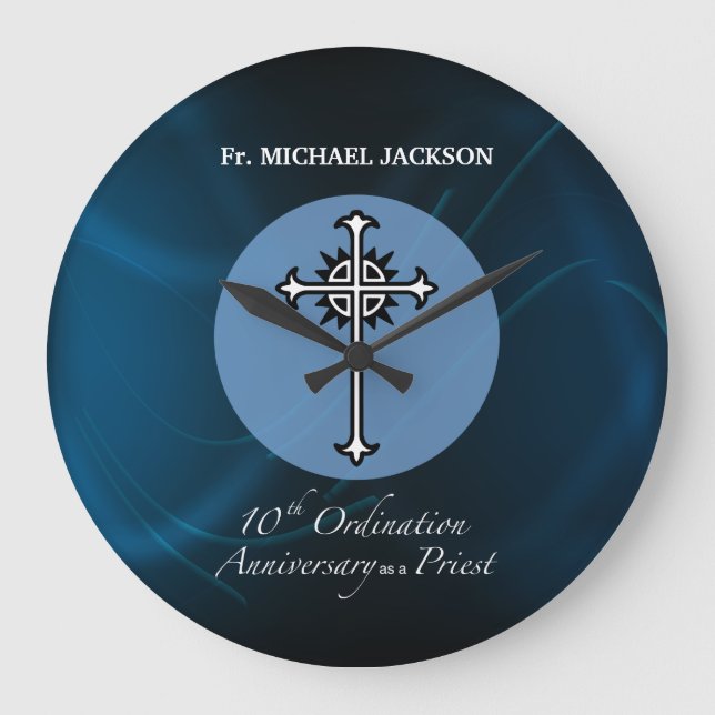 Personalize, 10th Ordination Anniversary of Priest Large Clock (Front)