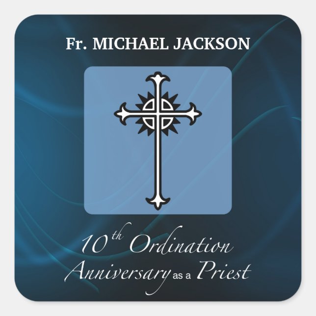 Personalize, 10th Ordination Anniversary of Priest Square Sticker (Front)
