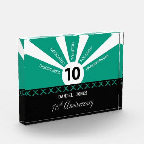 Personalize 10th Year Employee Anniversary Acrylic Award