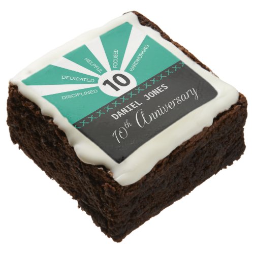 Personalize 10th Year Employee Anniversary Brownie