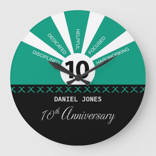 Personalize 10th Year Employee Anniversary Large Clock