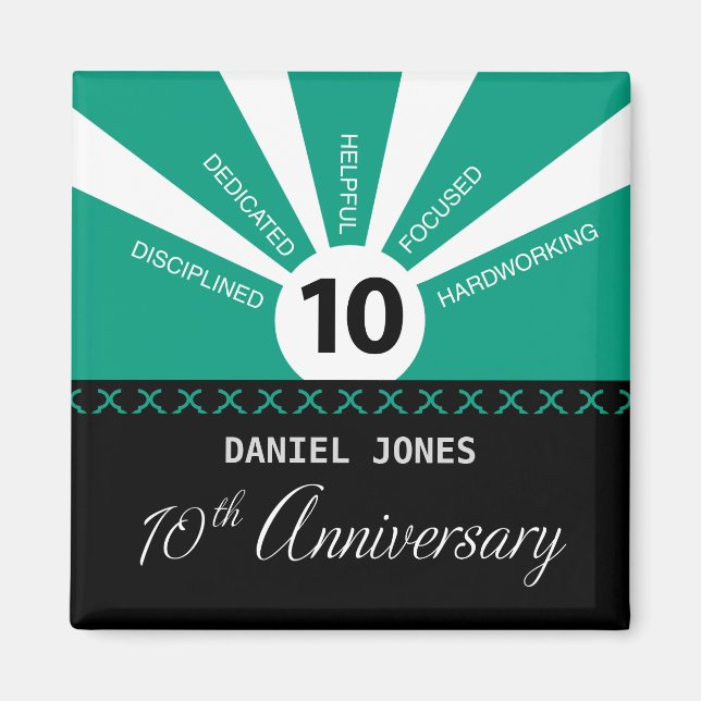 Personalize, 10th Year Employee Anniversary Magnet (Front)