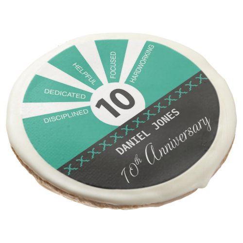 Personalize 10th Year Employee Anniversary Sugar Cookie