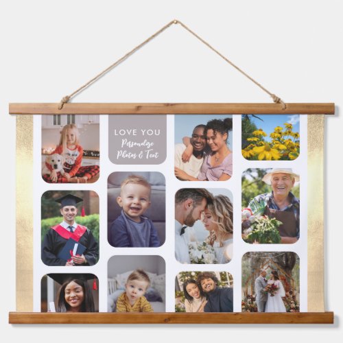 Personalize 11 Photos Modern Chic Elegant Love You Hanging Tapestry
