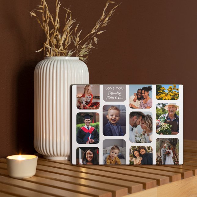 Personalize 11 Photos Modern Chic Elegant Love You Plaque (Creator Uploaded)