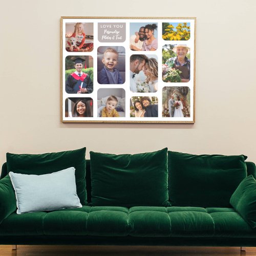 Personalize 11 Photos Modern Chic Elegant Love You Poster
