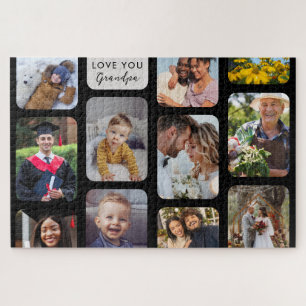 Personalize 11 Photos Modern Chic Love You Grandpa Jigsaw Puzzle