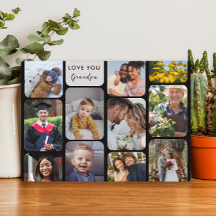 Personalize 11 Photos Modern Chic Love You Grandpa Plaque