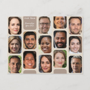 Personalize 14 Photos Classy Taupe Modern Our Team Postcard