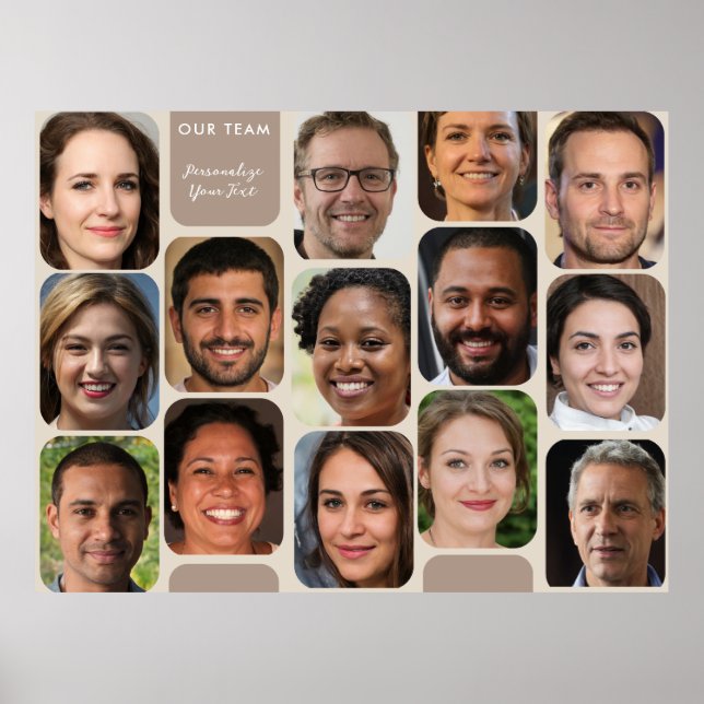 Personalize 14 Photos Classy Taupe Modern Our Team Poster (Front)