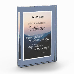 Personalize 15th Anniversary Ordination Congrats Acrylic Award