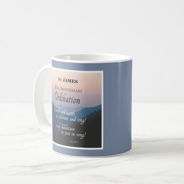 Personalize 15th Anniversary Ordination Congrats Coffee Mug (Front Left)