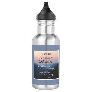 Personalize 15th Anniversary Ordination Congrats Stainless Steel Water Bottle