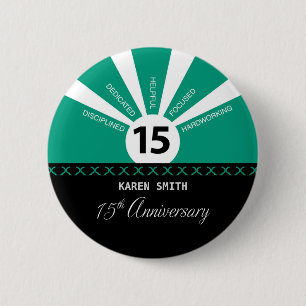 Personalize, 15th Yr Employee Business Anniversary Button