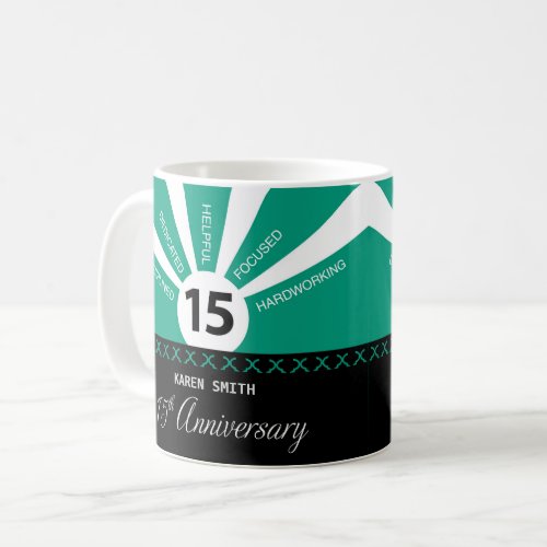 Personalize 15th Yr Employee Business Anniversary Coffee Mug