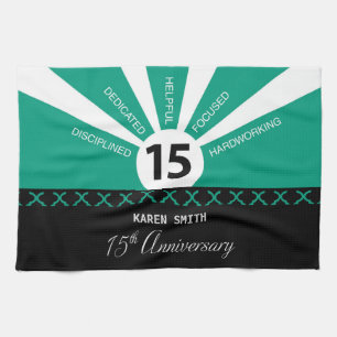 Personalize, 15th Yr Employee Business Anniversary Kitchen Towel