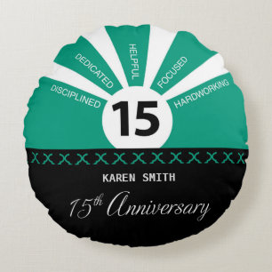 Personalize, 15th Yr Employee Business Anniversary Round Pillow