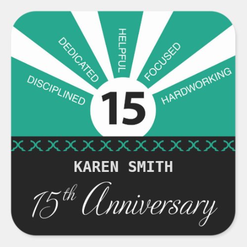 Personalize 15th Yr Employee Business Anniversary Square Sticker