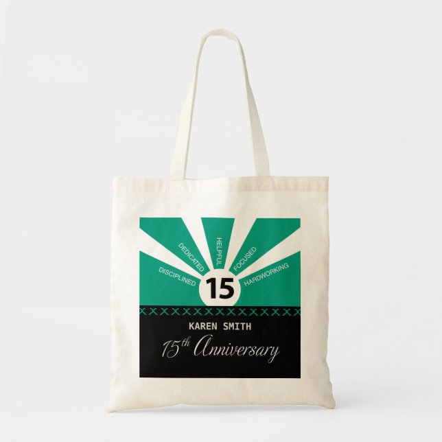 Personalize, 15th Yr Employee Business Anniversary Tote Bag (Front)