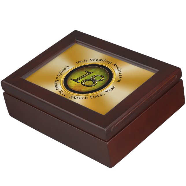 Personalize 18th Wedding Anniversary Gifts for Him Keepsake Box (Side)