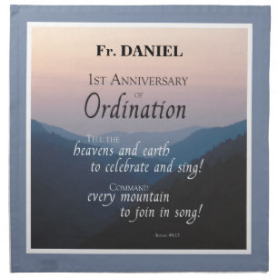 Personalize 1st Anniversary of Ordination Congrats Cloth Napkin