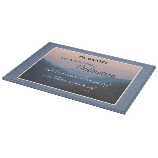 Personalize 1st Anniversary of Ordination Congrats Cutting Board (Corner)