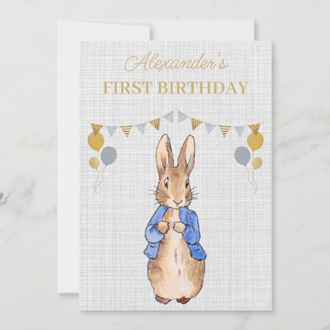 Personalize 1st Birthday Peter the Rabbit Invitation (Front)