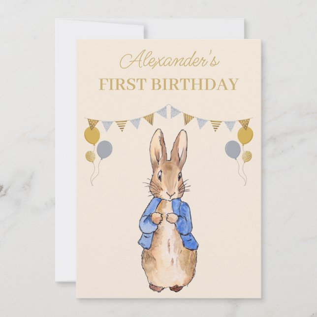 Personalize 1st Birthday Peter the Rabbit Invitation (Front)