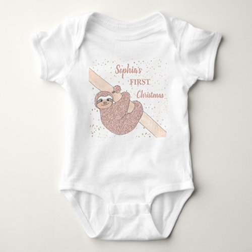 Personalize 1st Christmas Sloth Baby Bodysuit