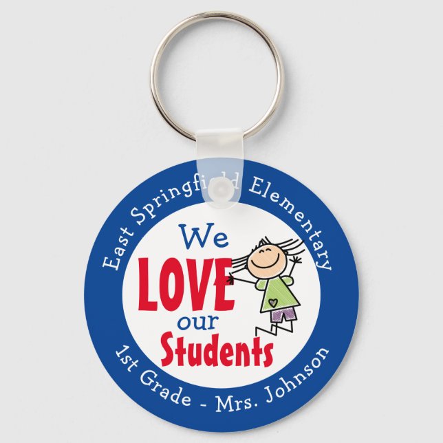 Personalize 1st Day School Gifts Kids Keychain (Front)