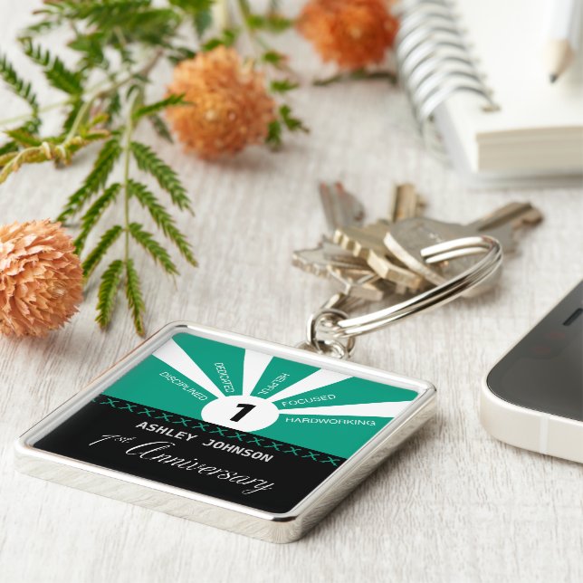 Personalize, 1st Year Employee Anniversary Keychain (Side)