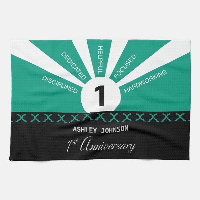 Personalize, 1st Year Employee Anniversary Kitchen Towel (Horizontal)