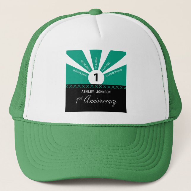 Personalize, 1st Year Employee Anniversary Trucker Hat (Front)