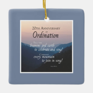 Personalize 20th Anniversary Ordination Congrats Ceramic Ornament