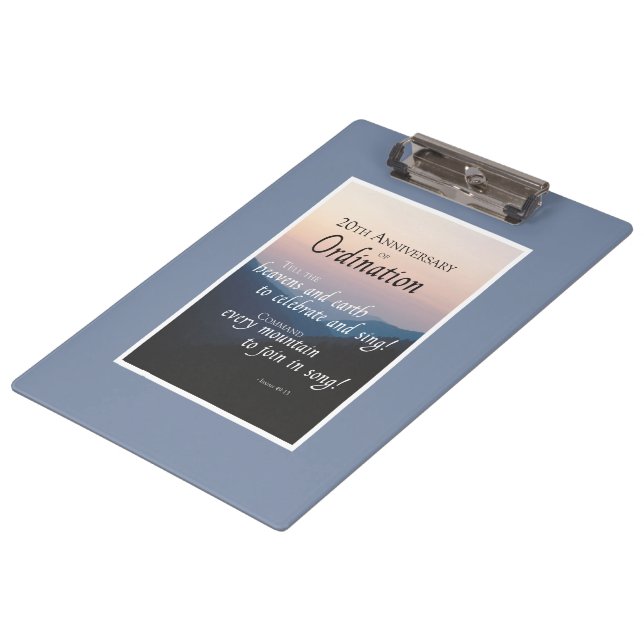 Personalize 20th Anniversary Ordination Congrats Clipboard (Angled)