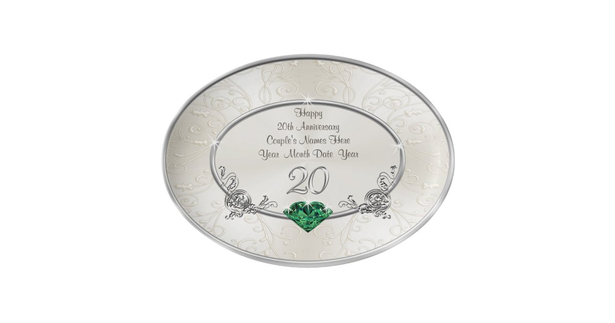 Personalize 20th Wedding Anniversary Gift For Wife Porcelain Serving Platter Zazzle Com