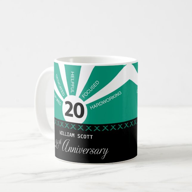 Personalize, 20th Yr Business Employee Anniversary Coffee Mug (Front Left)
