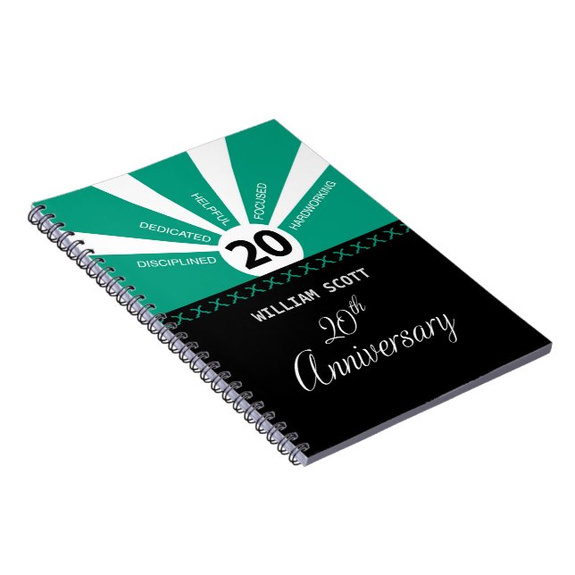 Personalize, 20th Yr Business Employee Anniversary Notebook (Right Side)