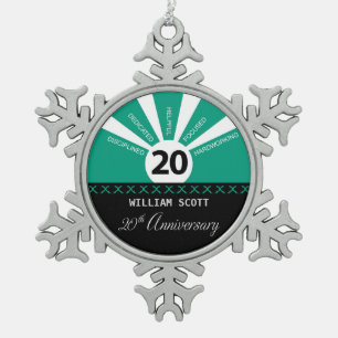 Personalize, 20th Yr Business Employee Anniversary Snowflake Pewter Christmas Ornament