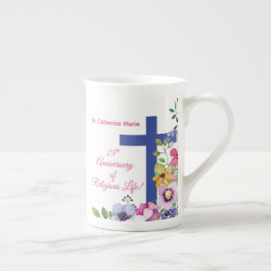 Personalize, 25th Anniversary Nun Religious Life Bone China Mug