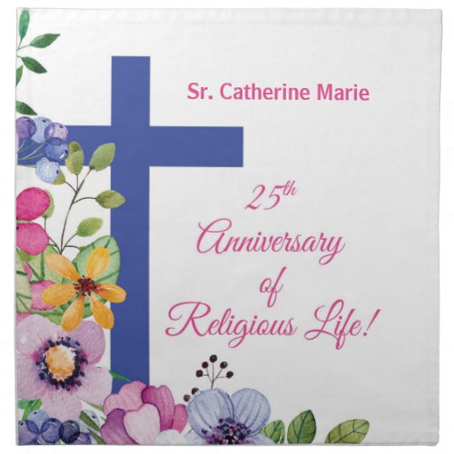 Personalize 25th Anniversary Nun Religious Life Cloth Napkin