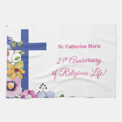 Personalize 25th Anniversary Nun Religious Life Kitchen Towel