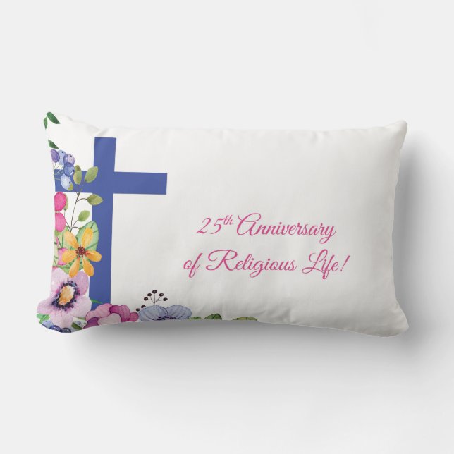 Personalize, 25th Anniversary Nun Religious Life Lumbar Pillow (Front)