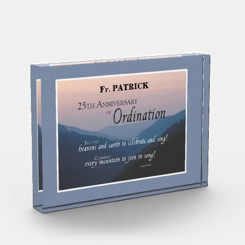 Personalize 25th Anniversary Ordination Congrats Acrylic Award
