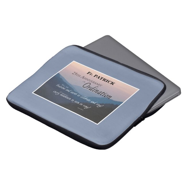 Personalize 25th Anniversary Ordination Congrats Laptop Sleeve (Front Top)