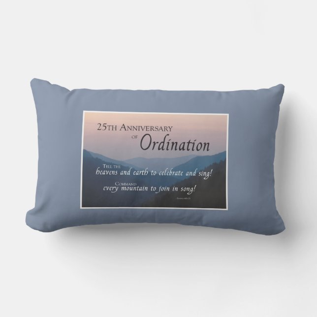 Personalize 25th Anniversary Ordination Congrats Lumbar Pillow (Front)