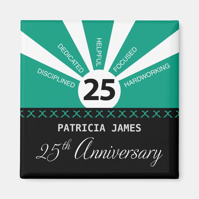 Personalize, 25th Year Employee Anniversary Magnet (Front)
